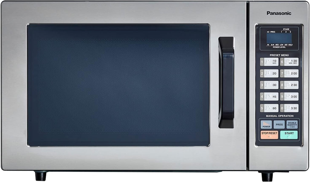 NE-1054F Compact Light-Duty Countertop Commercial Microwave Oven with 10 Programmable Memory and Touch Screen Control, Countertop Microwave Oven, 1000W, 0.8 Cu. Ft, Stainless Steel
