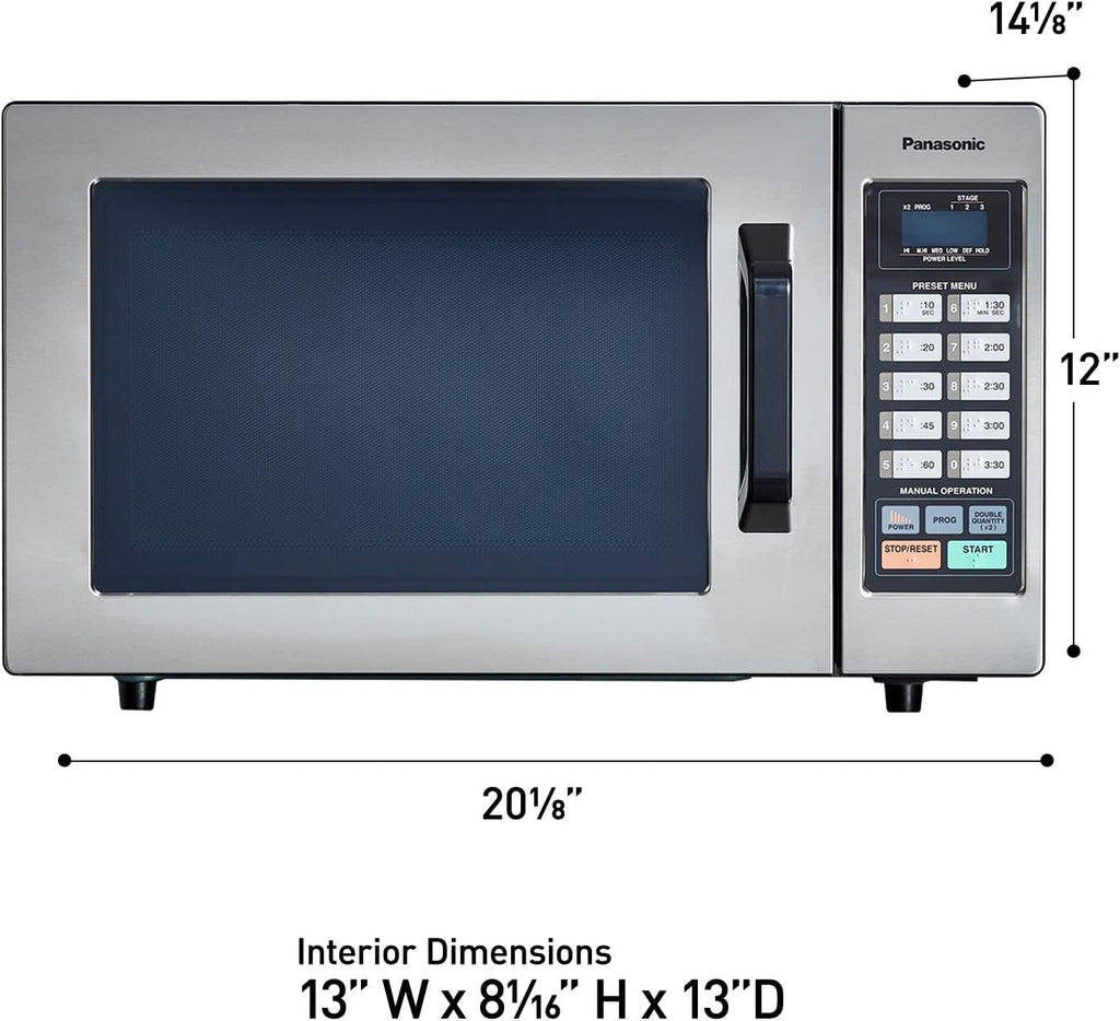 NE-1054F Compact Light-Duty Countertop Commercial Microwave Oven with 10 Programmable Memory and Touch Screen Control, Countertop Microwave Oven, 1000W, 0.8 Cu. Ft, Stainless Steel
