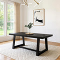 72 Inch Farmhouse Dining Table, Solid Wood Rustic Kitchen Table, Large Wooden Rectangular Dinner Table for Dining Room, Home Office, Living Room Furniture, Easy Assembly, Black Wirebrush