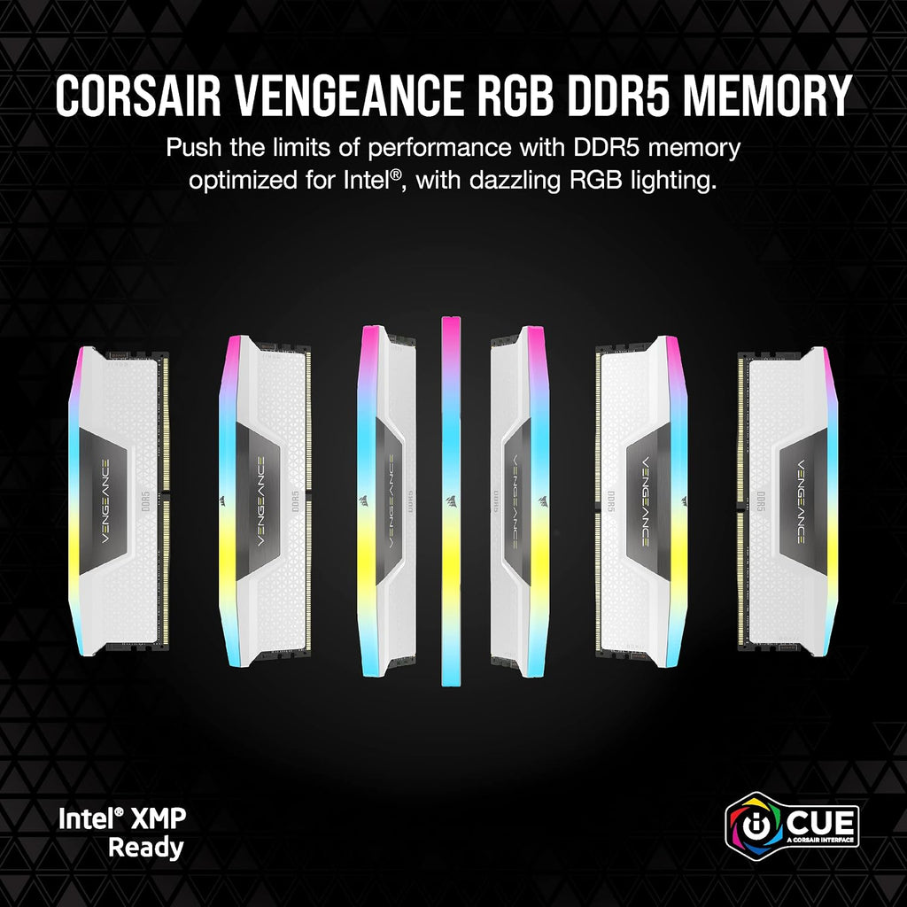 CORSAIR Vengeance RGB DDR5 RAM 32GB (2x16GB) 6000MHz CL36-44-44-96 1.35V Intel XMP 3.0 Desktop Computer Memory - White (CMH32GX5M2E6000C36W)