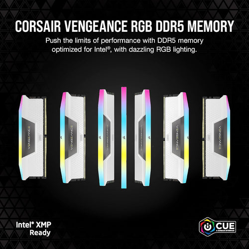 CORSAIR Vengeance RGB DDR5 RAM 32GB (2x16GB) 6000MHz CL36-44-44-96 1.35V Intel XMP 3.0 Desktop Computer Memory - White (CMH32GX5M2E6000C36W)
